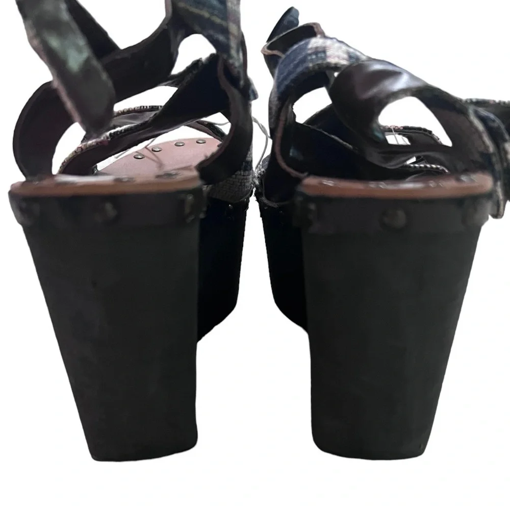 Joe’s Platform Wedge Studded Aztec Strapped Sandals- Size 9M